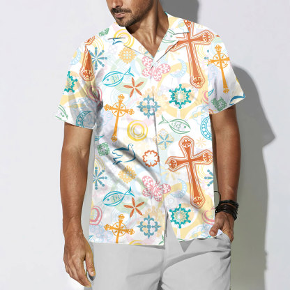 Cross Fish Dove Christian Hawaiian Shirt